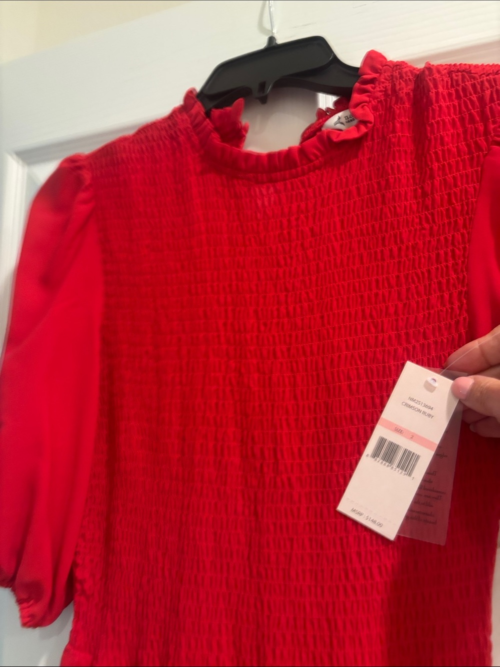 Red Puff-Sleeve Women's dresses